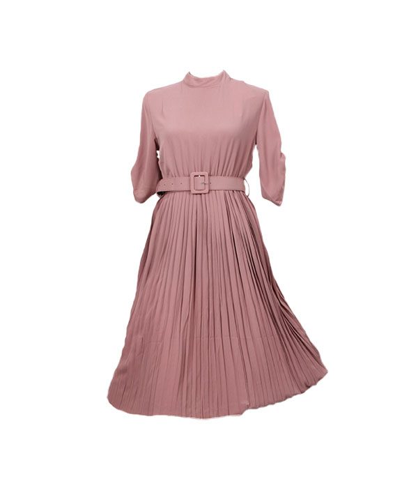 Button Up Sleeve Pleated Dress