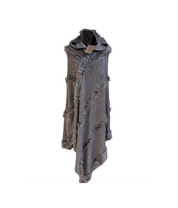 Grey Hooded Poncho